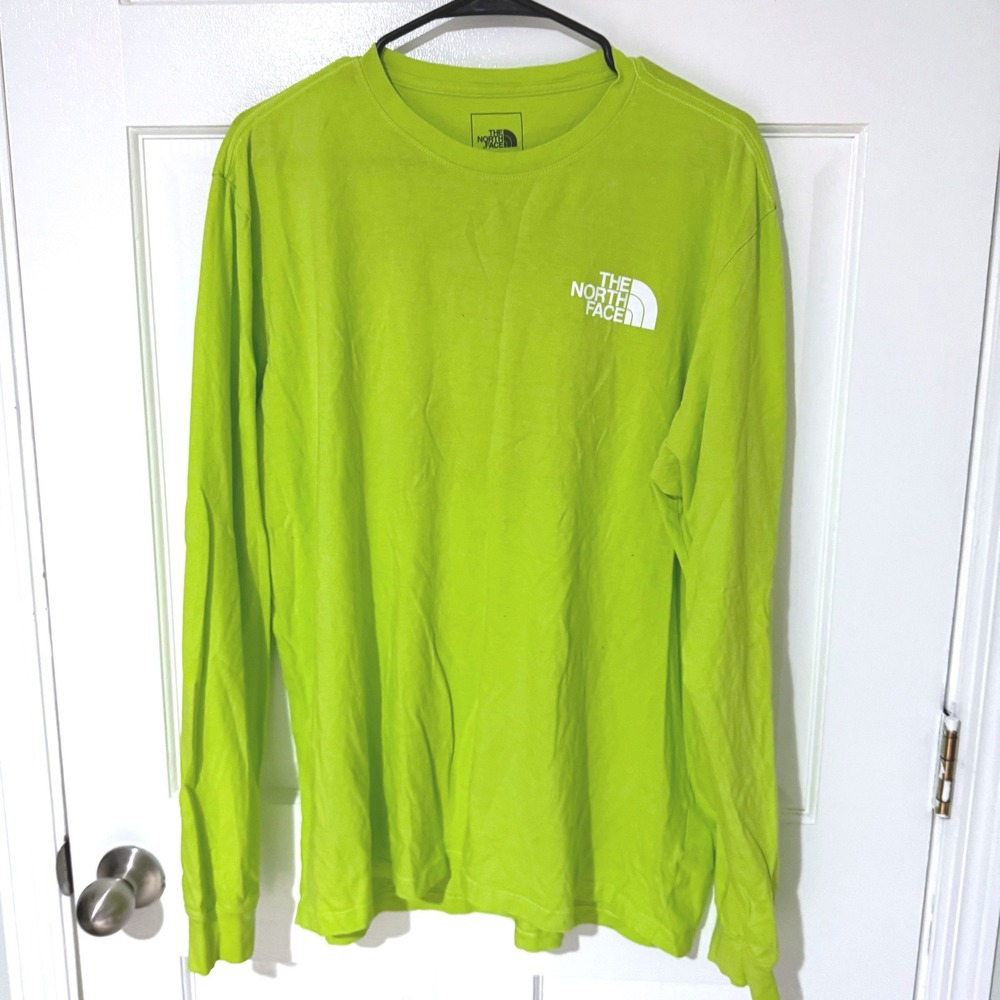 The North Face Mens XL Lime Green Long Sleeve Box Logo Graphic T-Shirt